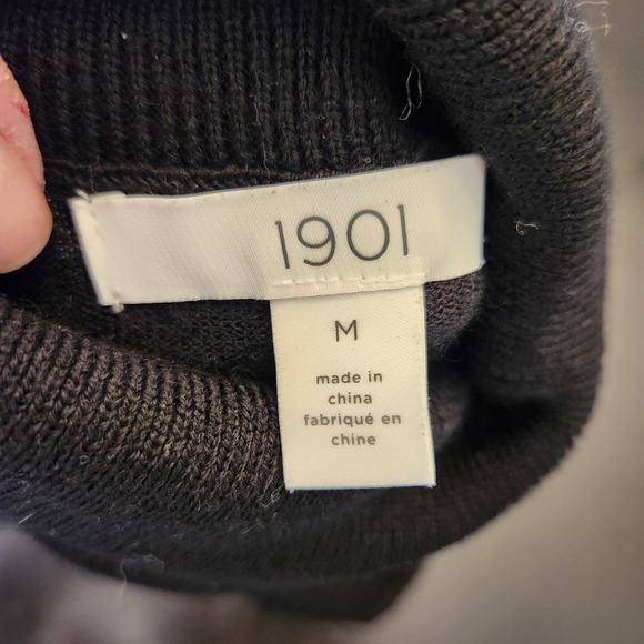 1901 Womens Merino Wool Blend Turtleneck Sweater Black Size M - Picture 2 of 6